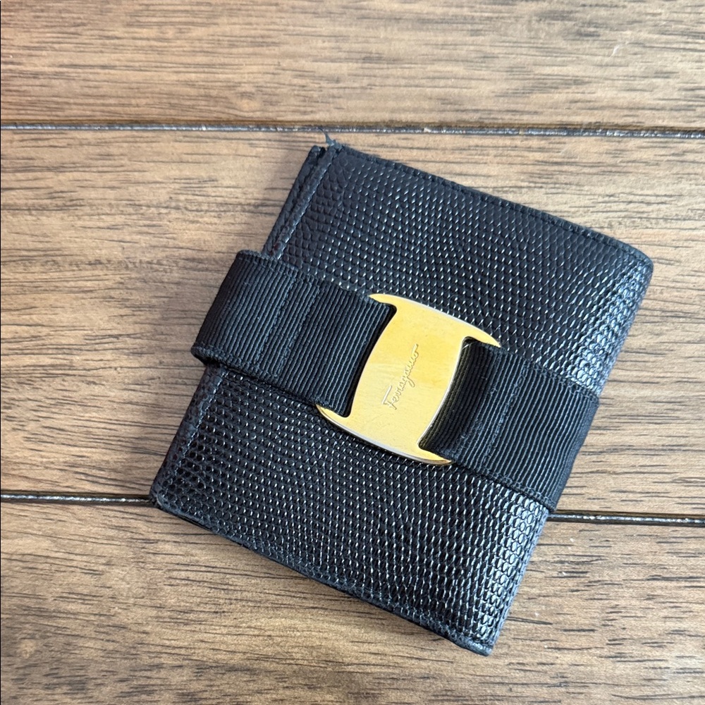 Salvatore Ferragamo Textured Black Wallet